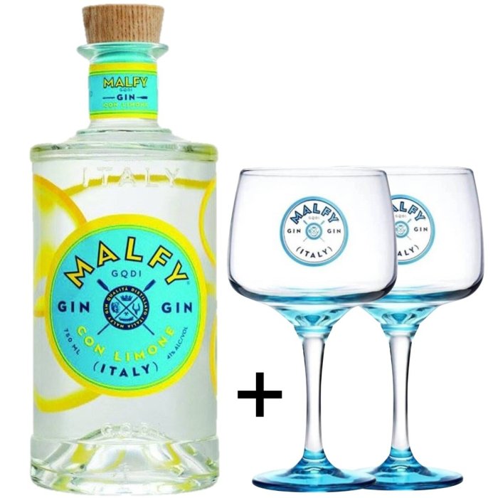 Gin Malfy Limone 41% 0,7L + 2x Pohár