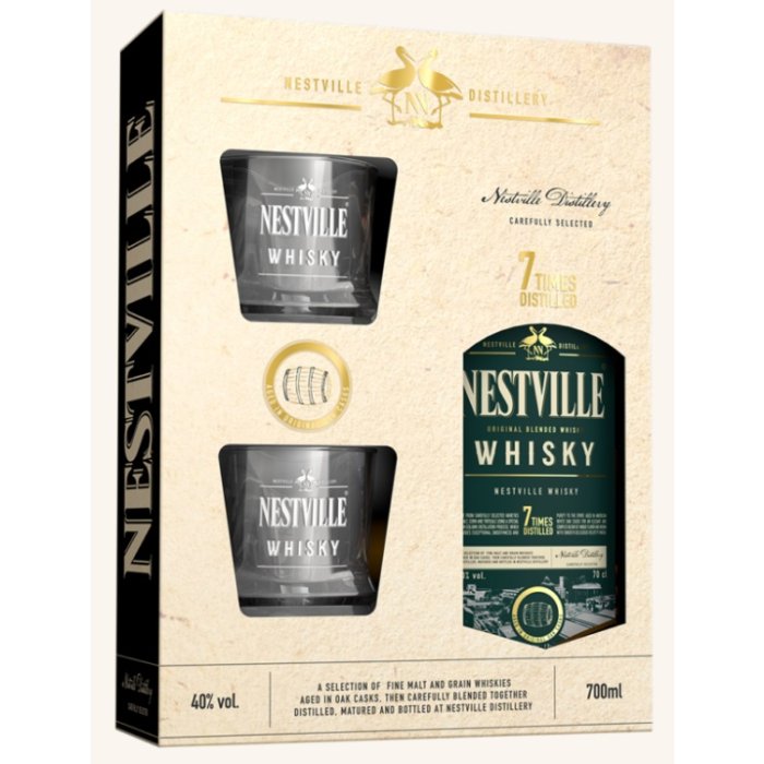 Nestville Whisky Blended 3yo darčekové balenie s pohármi  40% 0,7L