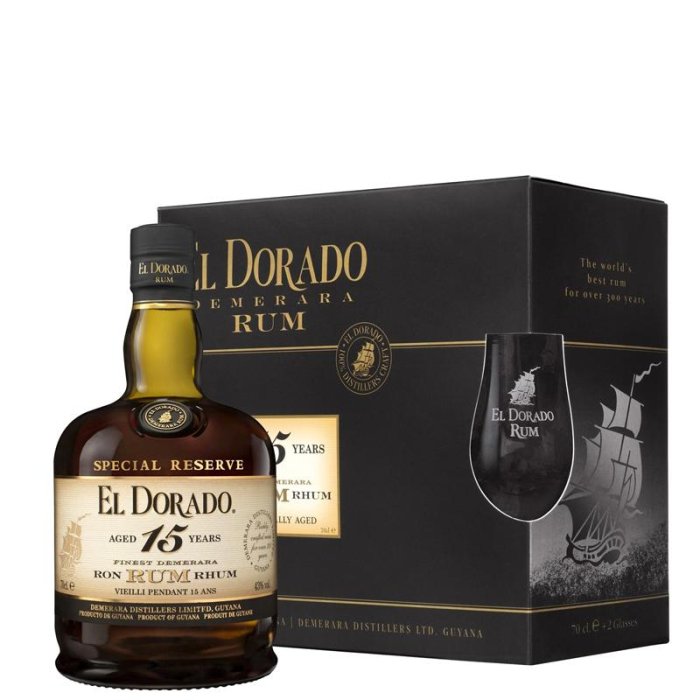 Rum El Dorado Special Reserve 15Y.O. 43% 0,7L+2 poháre